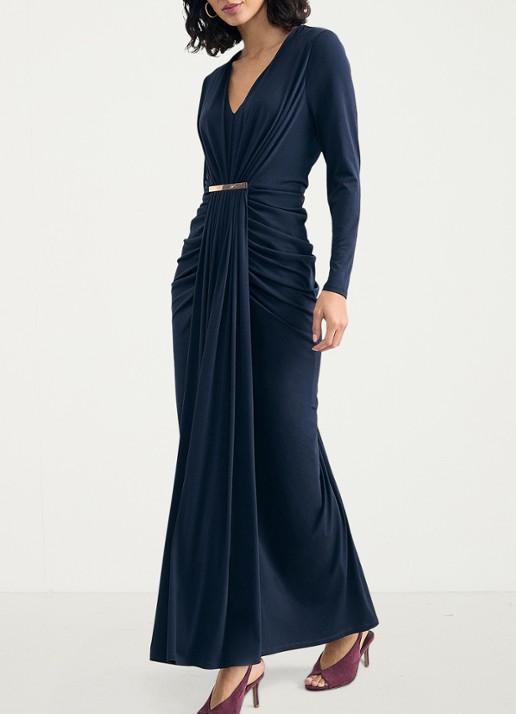 Phase Eight Katharine gedrapeerde maxi jurk  - detail 4 blauw