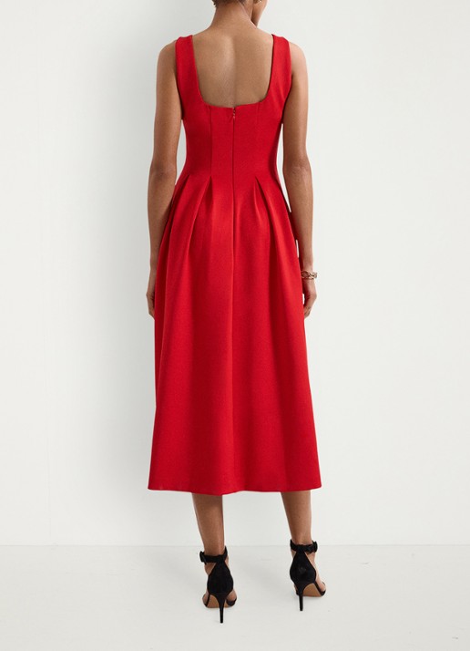 Phase Eight Katie midi jurk met plooien - achterkant 6 rood
