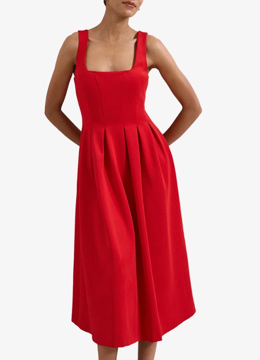 Phase Eight Katie midi jurk met plooien - detail rood