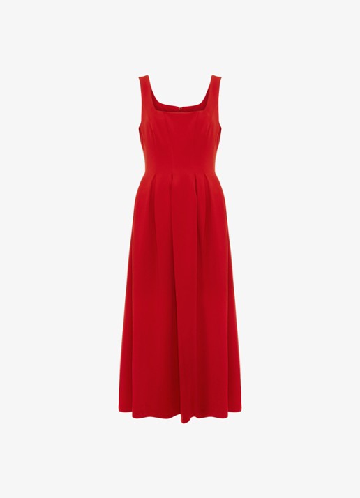 Phase Eight Katie midi jurk met plooien - voorkant 7 rood