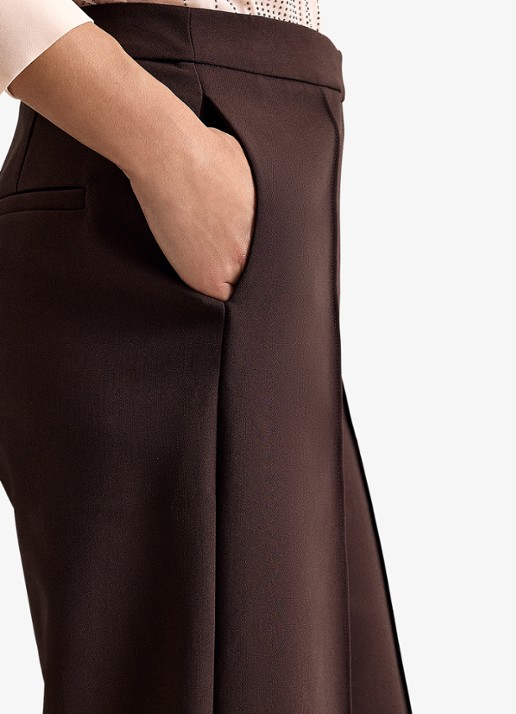 Phase Eight Keely high waist wide leg pantalon - detail 6 donkerbruin