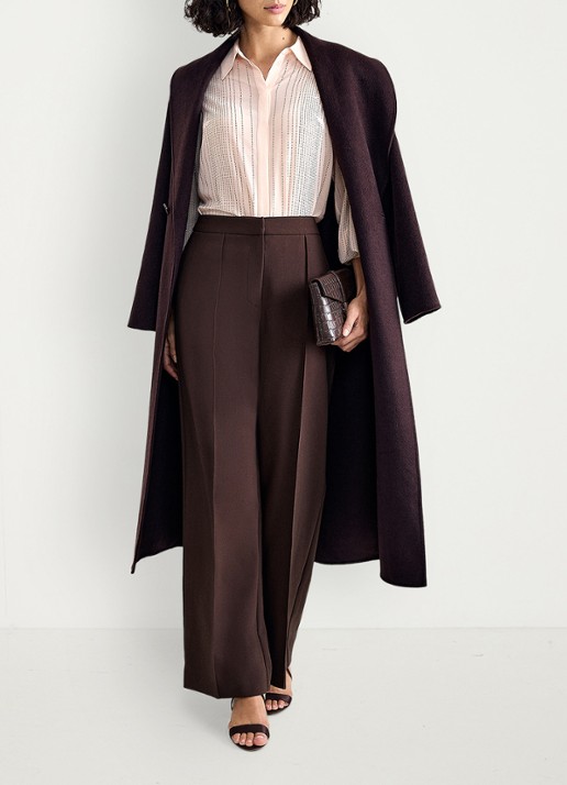 Phase Eight Keely high waist wide leg pantalon - detail 8 donkerbruin