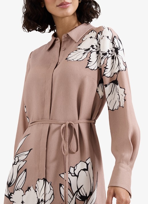 Phase Eight Kendra mini jurk met bloemenprint - detail 5 donkerbeige