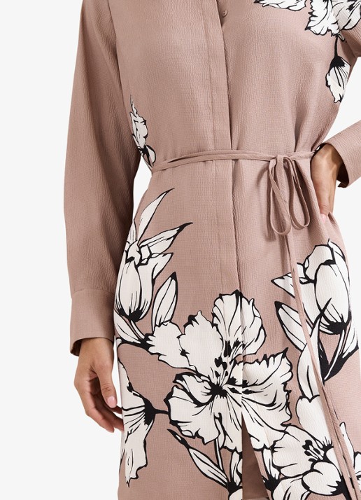 Phase Eight Kendra mini jurk met bloemenprint - detail 6 donkerbeige