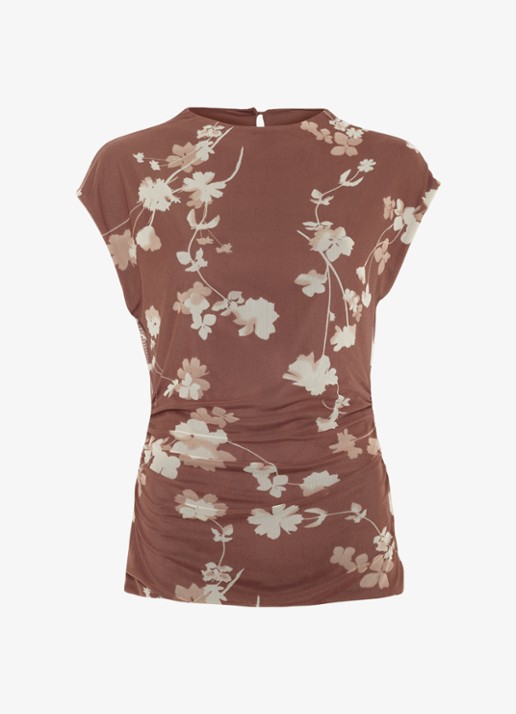 Phase Eight Kezia  top van mesh met bloemenprint - voorkant bruin