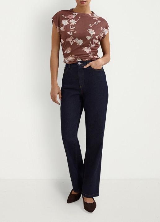 Phase Eight Kezia  top van mesh met bloemenprint - voorkant 2 bruin