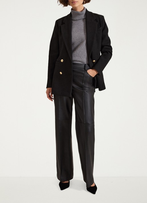 Phase Eight Kiana double-breasted blazer van bouclé - voorkant 8 zwart
