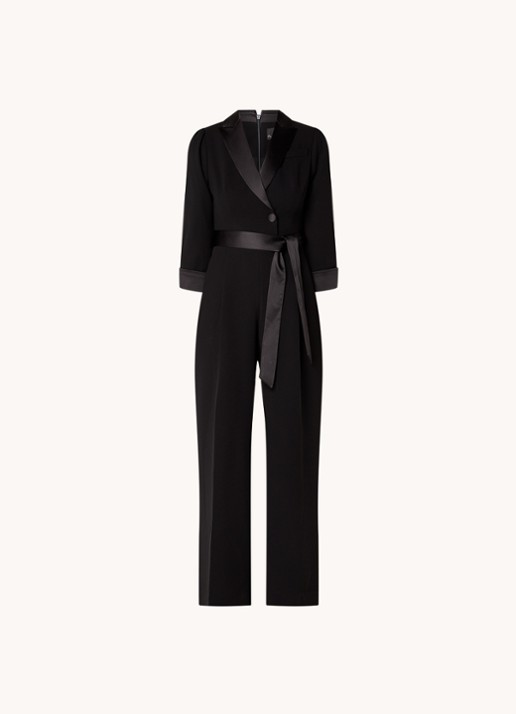 Phase Eight Kylie Tux wide fit jumpsuit met steekzakken en strikceintuur - voorkant 6 zwart