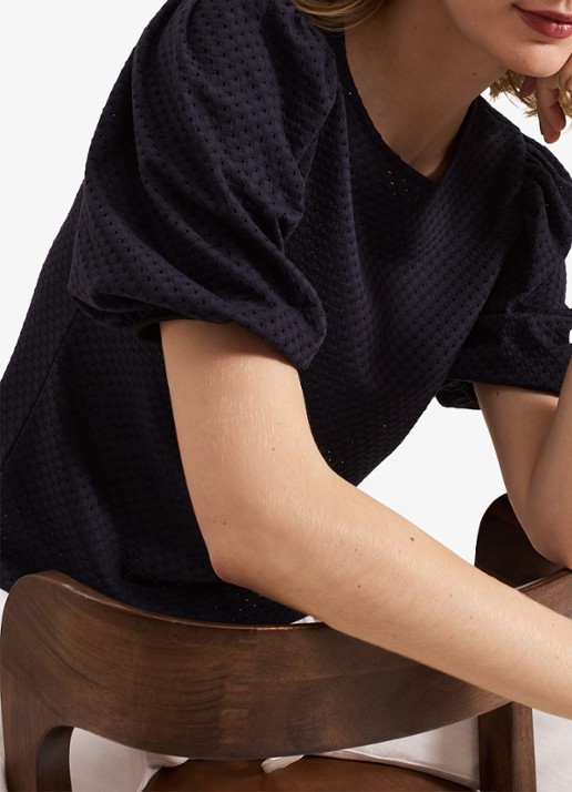 Phase Eight Lani fijngebreide top met structuur - detail 6 donkerblauw