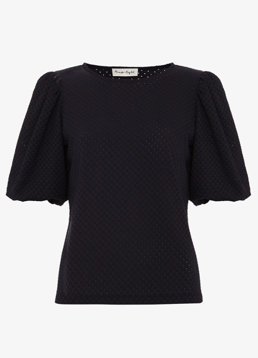 Phase Eight Lani fijngebreide top met structuur - voorkant donkerblauw