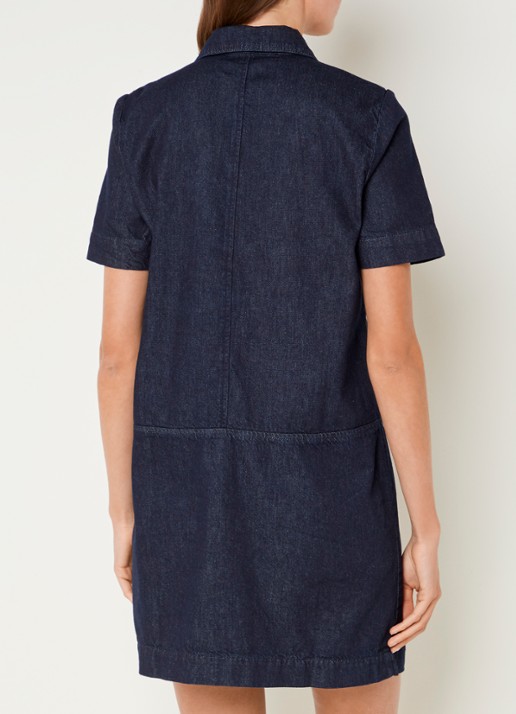 Phase Eight Larisa mini denim blousejurk met kraag - achterkant indigo