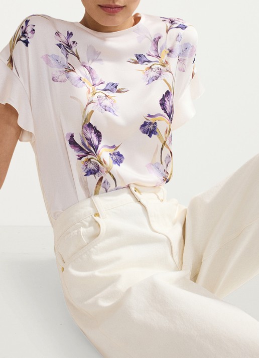 Phase Eight Leilah top met bloemenprint - detail 7 gebroken wit
