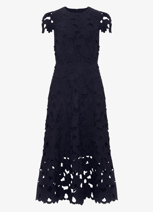Phase Eight Leilani midi jurk van kant - voorkant 6 donkerblauw