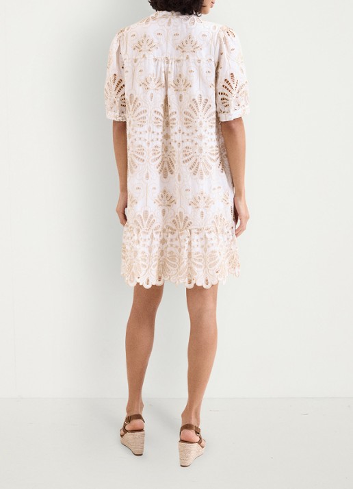 Phase Eight Liliana mini jurk met borduring - achterkant creme