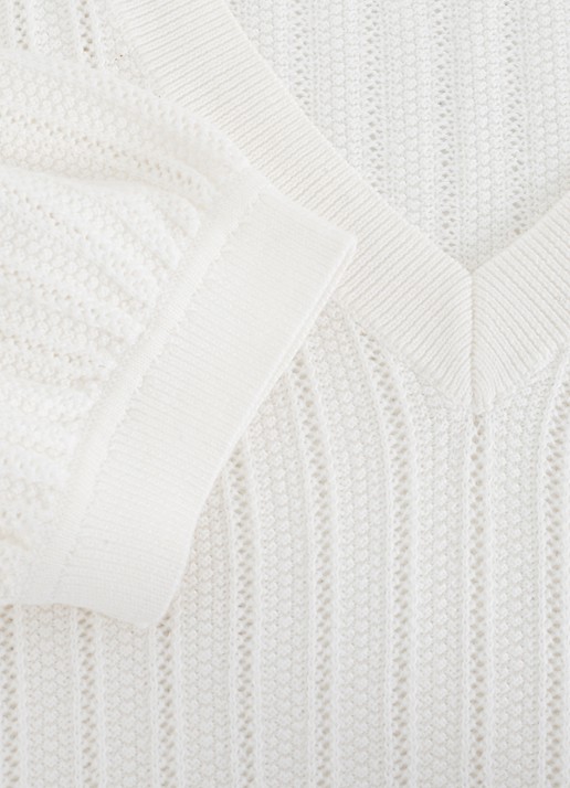 Phase Eight Lilo grofgebreide trui met pofmouw - detail 5 ivoor