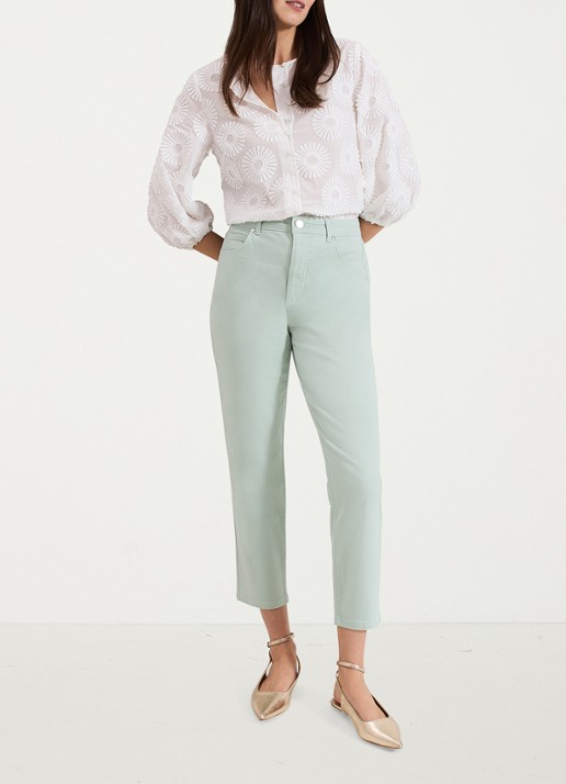 Phase Eight Lindsey cropped tapered jeans met steekzakken - voorkant 3 lichtgroen