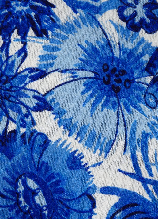 Phase Eight Lizzy fijngebreide top in linnenblend met bloemenprint - detail 5 blauw