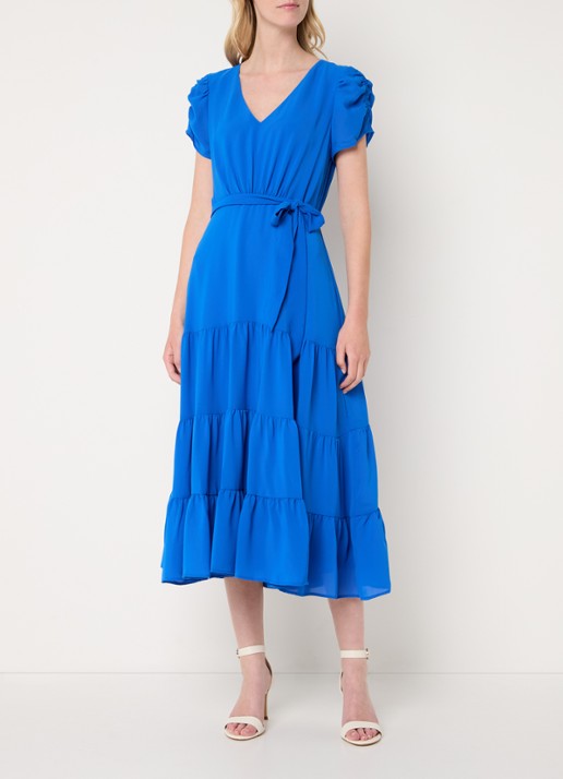 Phase Eight Lola midi jurk met volant en strikceintuur