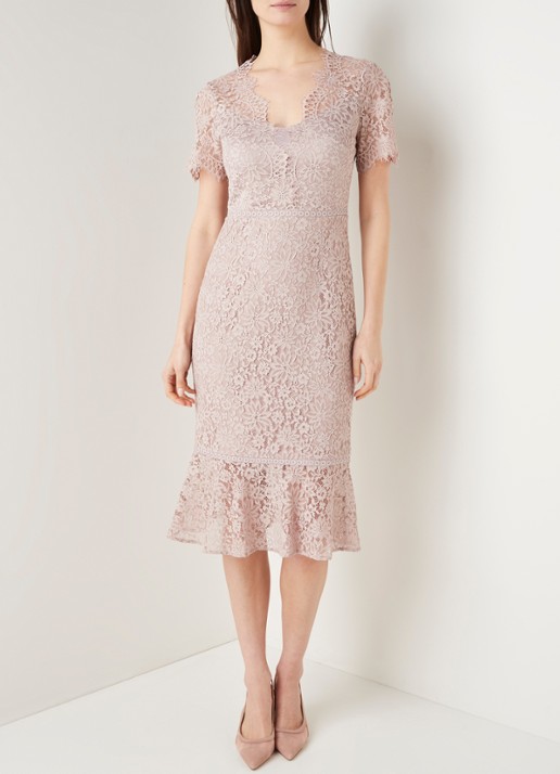 Phase Eight Lorella midi jurk van kant  - detail 2 oudroze