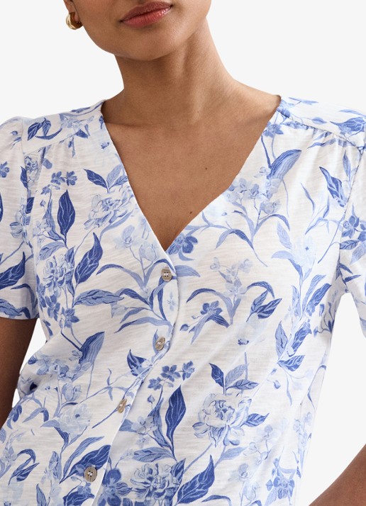 Phase Eight Lorenna blouse met bloemenprint - detail 5 blauw