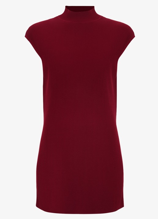 Phase Eight Lori ribgebreide top met splitten - voorkant 2 bordeauxrood