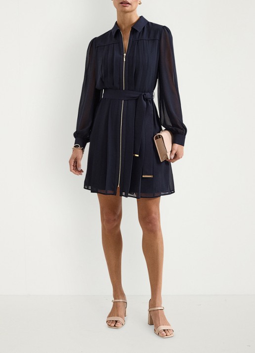 Phase Eight Lottie mini jurk met strikceintuur - voorkant 7 blauw