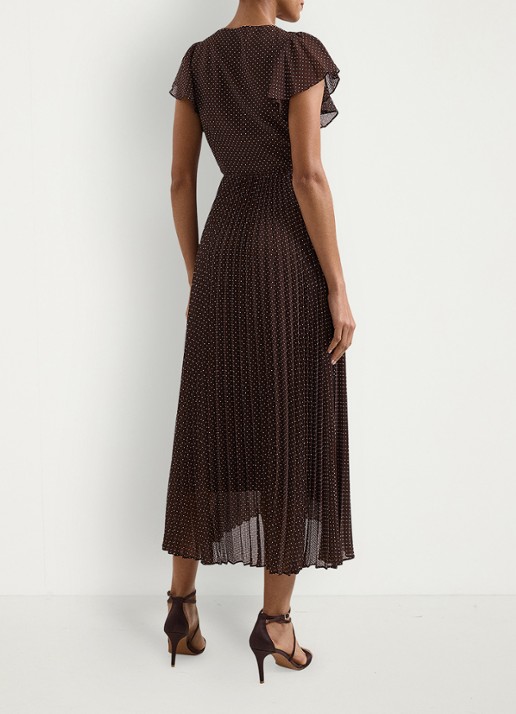 Phase Eight Louisa midi jurk met plooidetail  - achterkant bruin