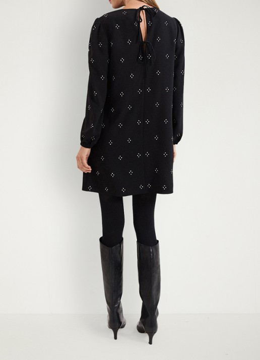 Phase Eight Lucia mini jurk met strass - achterkant 6 zwart