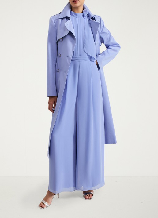 Phase Eight Lucie wide fit jumpsuit van crêpe met sjaalkraag - detail 7 donkerblauw
