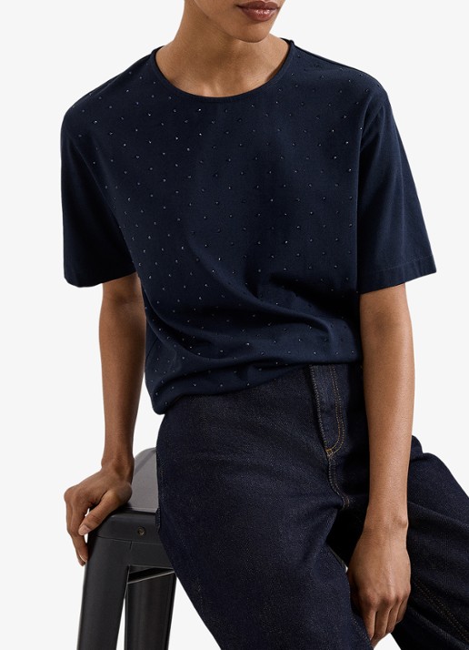 Phase Eight Lucienne T-shirt met strass - detail 2 blauw