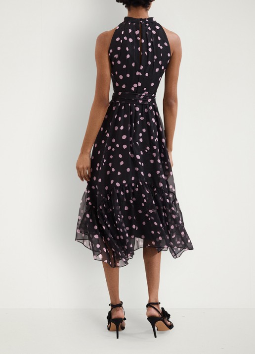 Phase Eight Lucinda midi jurk met stippenprint - achterkant 5 zwart