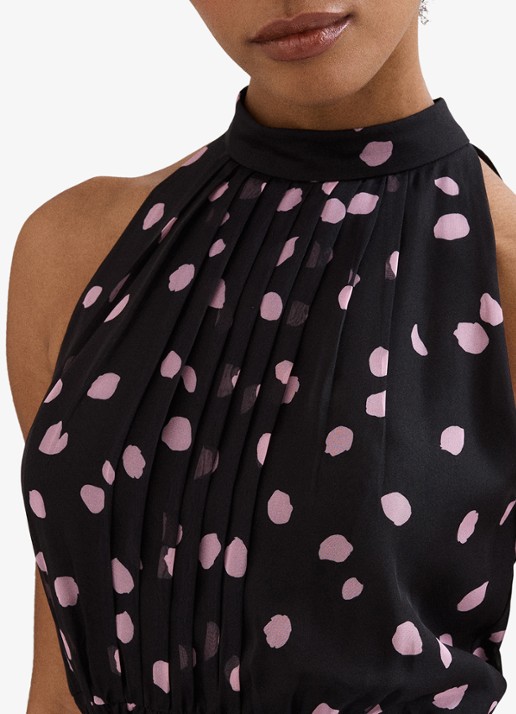 Phase Eight Lucinda midi jurk met stippenprint - detail 2 zwart