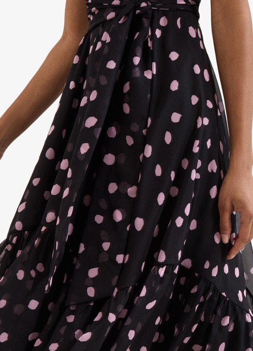 Phase Eight Lucinda midi jurk met stippenprint - detail 3 zwart