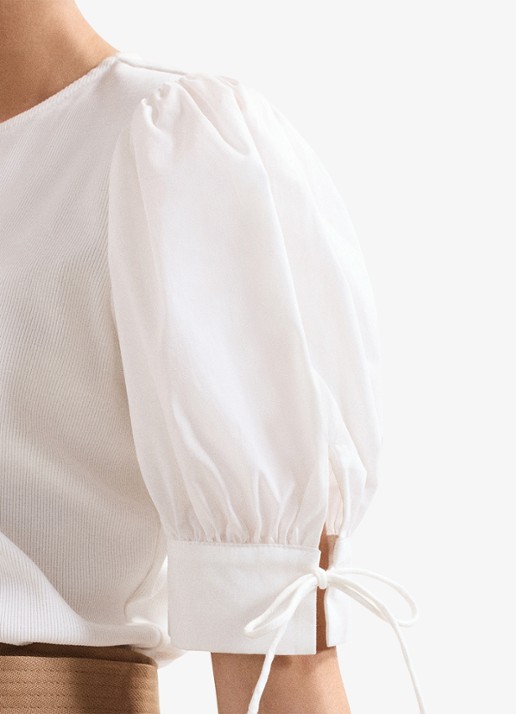 Phase Eight Luella top met pofmouw - detail 6 wit