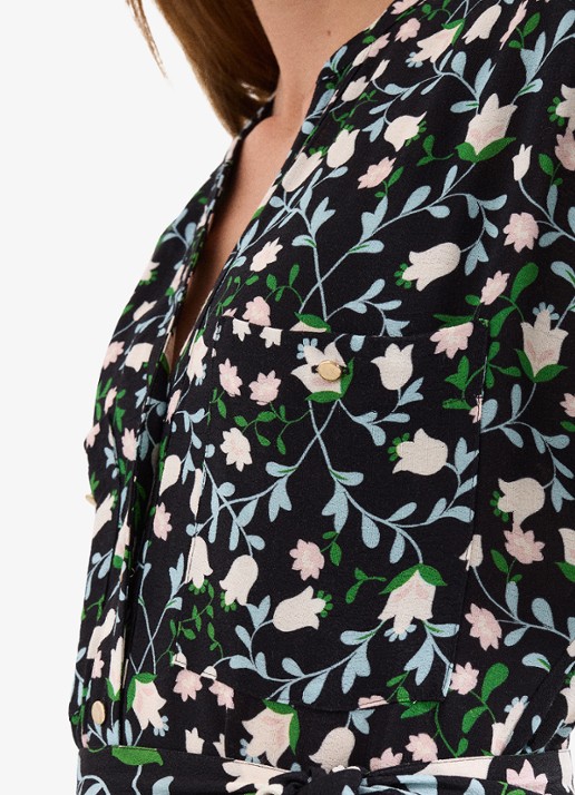 Phase Eight Luisa midi jurk met steekzakken en bloemenprint - detail 8 zwart
