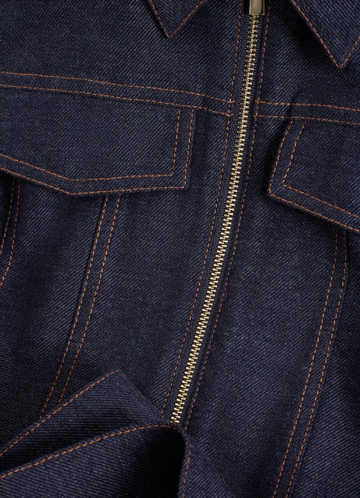 Phase Eight Luiza wide fit jumpsuit in linnenblend met strikceintuur - detail 3 donkerblauw