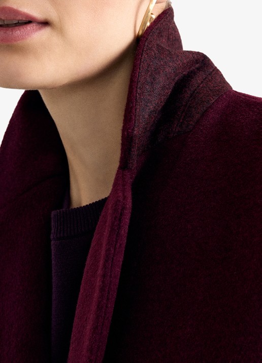 Phase Eight Lydia jas in wolblend met klepzakken - detail 4 bordeauxrood