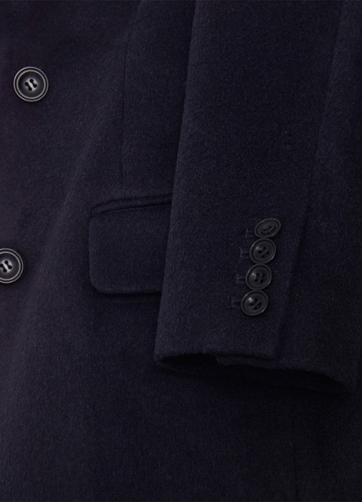 Phase Eight Lydia mantel in wolblend met klepzakken - detail 5 donkerblauw