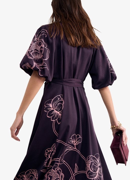 Phase Eight Mabel midi jurk met grafische print - detail 3 paars