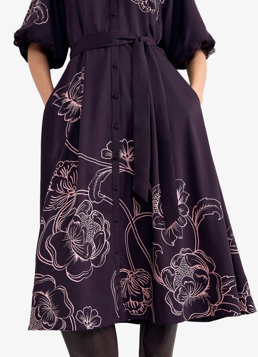 Phase Eight Mabel midi jurk met grafische print - detail 4 paars