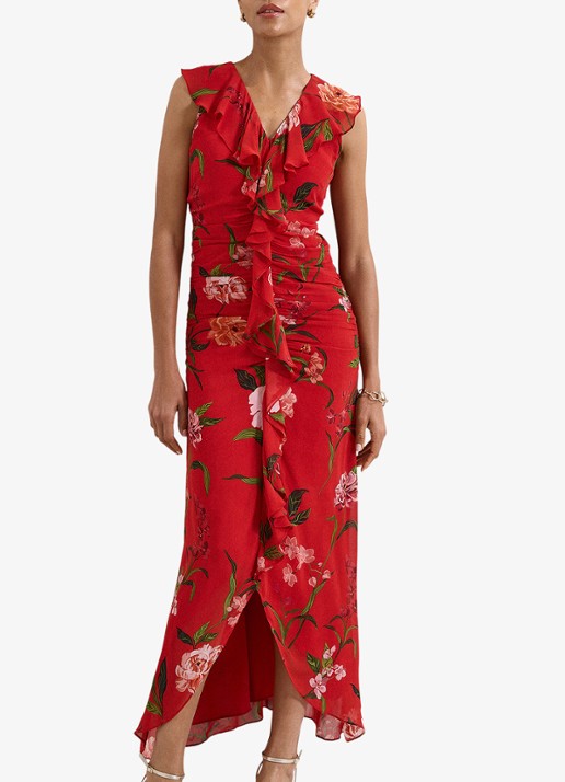 Phase Eight Mae maxi jurk met bloemenprint - detail 3 rood