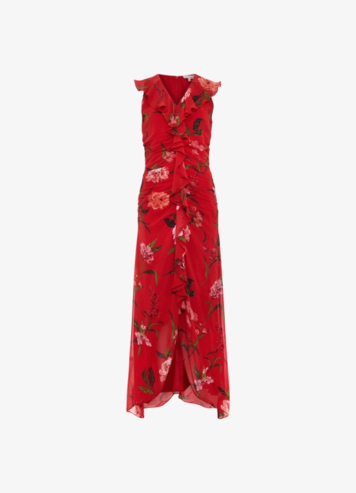 Phase Eight Mae maxi jurk met bloemenprint - voorkant rood