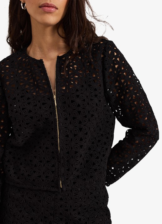 Phase Eight Maeva vest met opengewerkt dessin - detail 2 zwart
