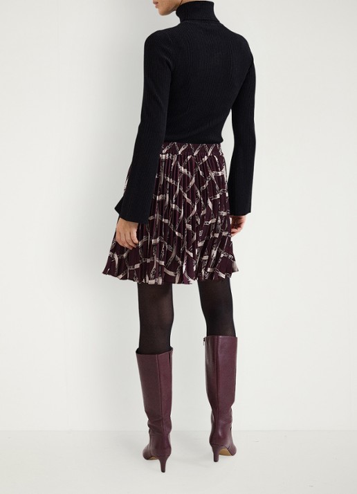 Phase Eight  Mairi mini plooirok met grafische print - achterkant donkerrood
