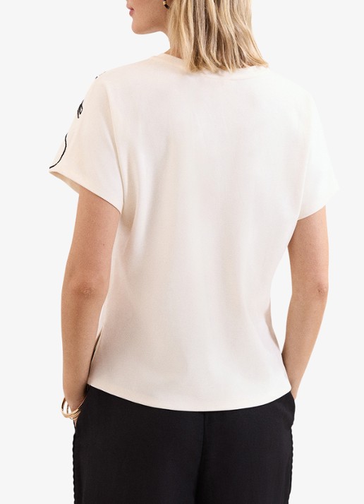 Phase Eight Malani T-Shirt met kralendecoratie - achterkant wit
