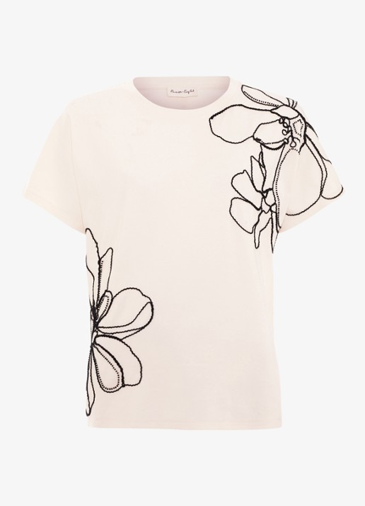 Phase Eight Malani T-Shirt met kralendecoratie - voorkant 2 wit