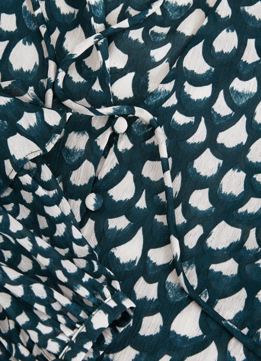 Phase Eight Manon blouse met print en ruches - detail 5 zeegroen