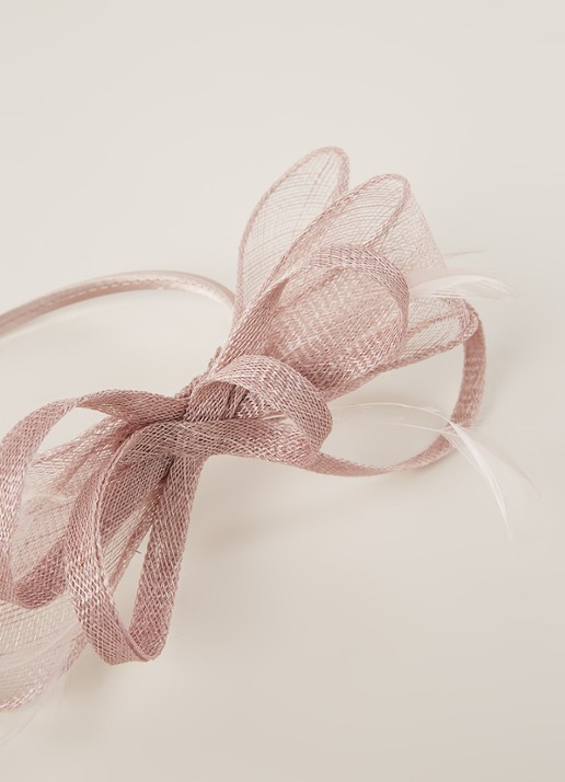 Phase Eight Marcella Fascinator haarband met veren - detail oudroze
