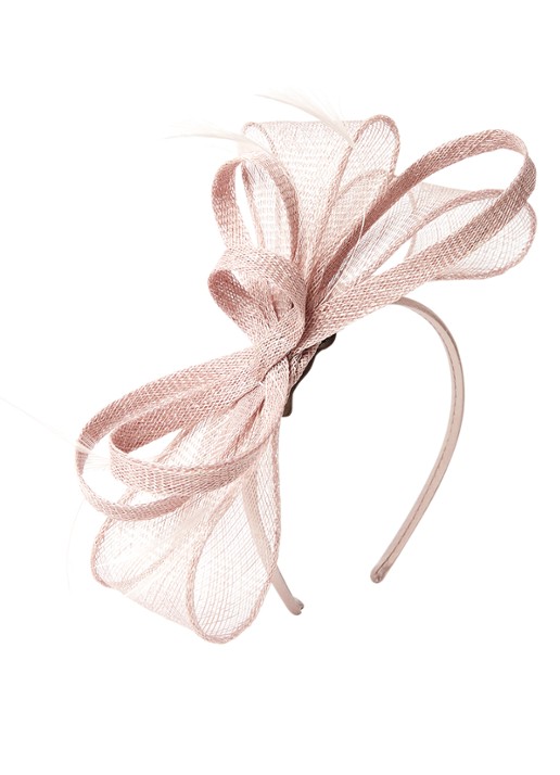 Phase Eight Marcella Fascinator haarband met veren - voorkant 2 oudroze