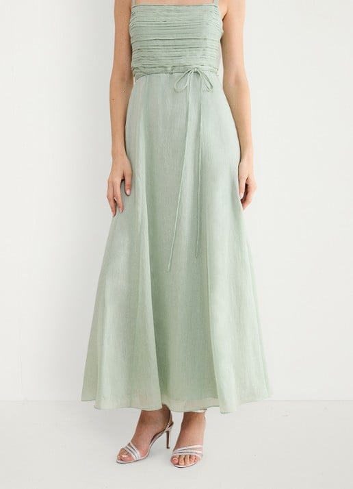 Phase Eight Marcie Green maxi jurk met plooien - detail 5 lindegroen